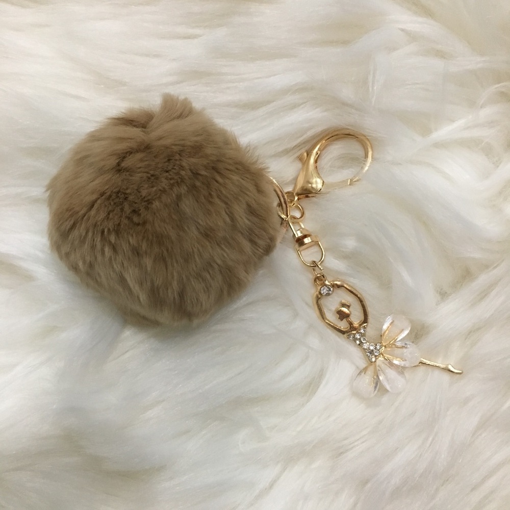Pompom & Dancing Lady Bag Charm/ Key Holder